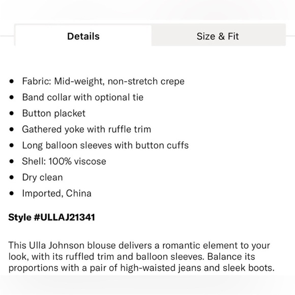 Ulla Johnson tabitha blouse NWT - Picture 9 of 14